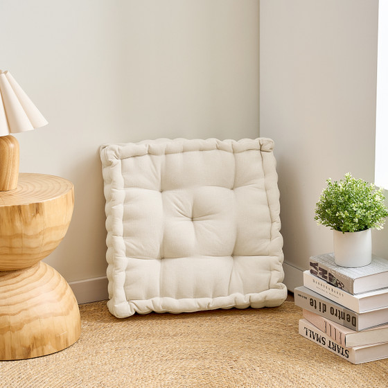 Neutral Beige Boho Dorm Decor College Apartment Essentials Tufted Extra Large Floor Pillow Thick Oversized Pouf Rectangle Cushion