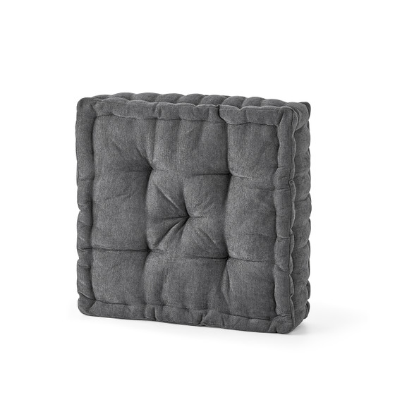 Tufted Floor Pillow Thick Oversized Pouf Square Cushion Gray Dorm Room Essentials Neutral College Apartment Decor Ideas