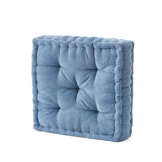 Tufted Floor Pillow Thick Oversized Pouf Square Cushion Blue Dorm Room Decor Neutral College Apartment Essentials Ideas