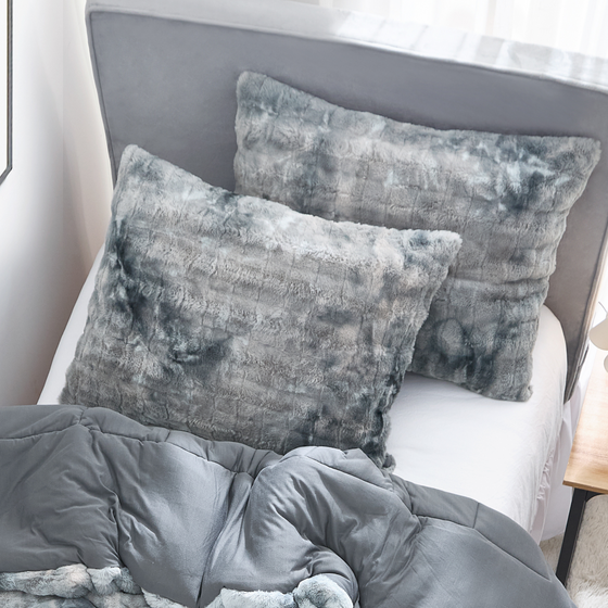 Gray Dorm Room Decor for Girls Designer Twin XL Bedding Essentials Faux Fur Pillow Cover College Apartment Essentials Gray Dorm Room Decor for Girls Designer Twin XL Bedding Essentials Faux Fur Pillow Cover College Apartment Essentials