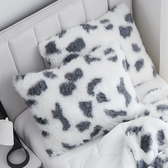 Cow Print Pillow Cover Farmhouse Dorm Room Decor  College Apartment Must Haves for Girls Designer Twin XL Faux Fur Bedding Essentials