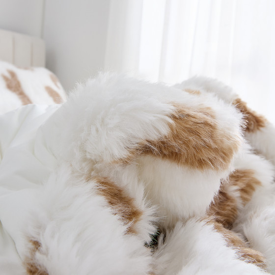 Brown Cow Print Twin XL Comforter Set Warm Sherpa Fleece Bedspread College Bedding Essentials with Matching Pillow Shams