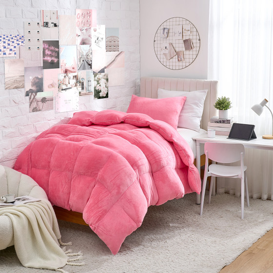 Warm Thick Extra Long Twin Comforter Set with Pillow Sham Pink College Bedspread Cute Dorm Bedding