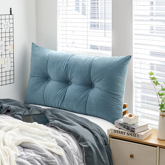 Blue Headboard Tufted Pillow Cushion Wall Hanging Twin XL Bedding College Bed Essentials Website  Trendy Dorm Room Decor for Girls