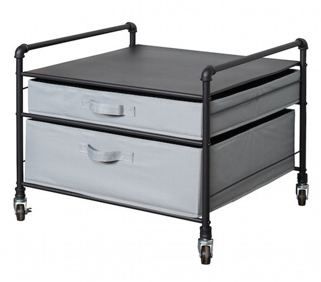 Dorm Room Mini Fridge Stand with Added Essential Dorm Supplies Storage Sturdy Metal Frame with Neutral Gray Storage Drawers