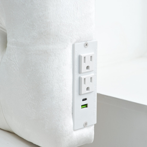 Discount Designer Dorm Decor Ideas On Sale Studio Apartment Furniture Twin XL Headboard with Power Outlet Charging Station Built In USB Ports College Essentials