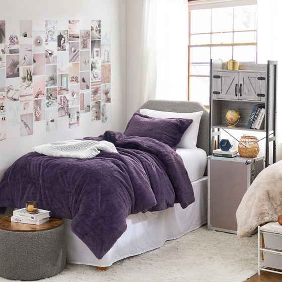 Pretty Purple Dorm Room Essentials Nightshade Purple College Comforter and Purple Dorm Pillow Sham Set