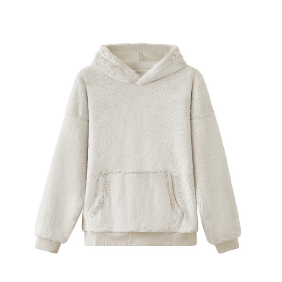 Cream Color Clothing Neutral Hoodie with Front Pocket Soft and Stylish Women's Clothing