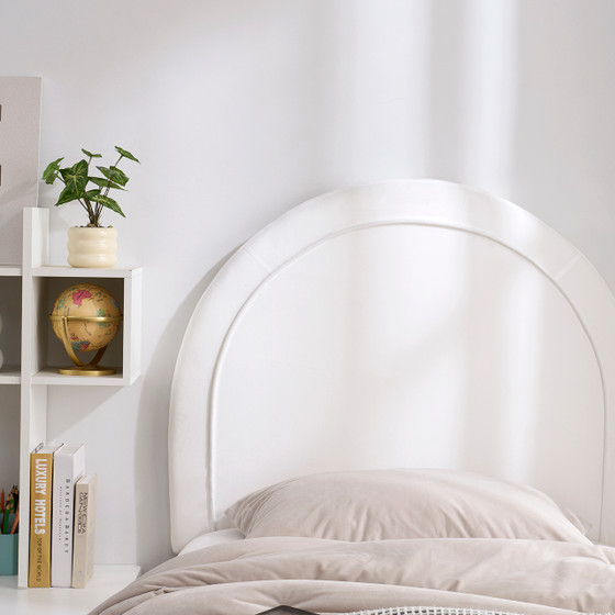 Tavira Allure® College Dorm Left Outlet Headboard with Legs - Velvet Oval - White
