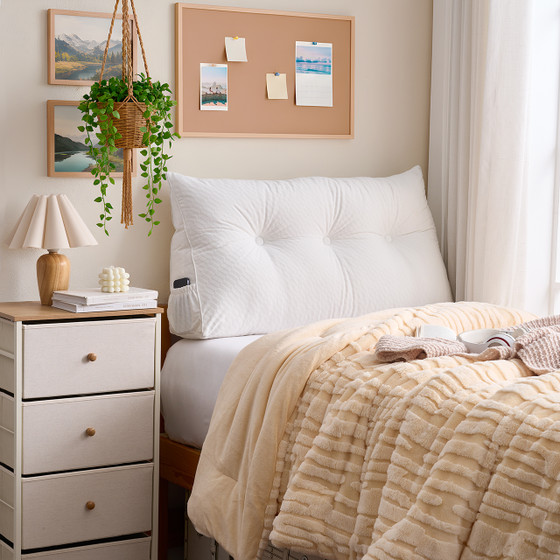 Rainha® - Lounger Tufted College Headboard - White