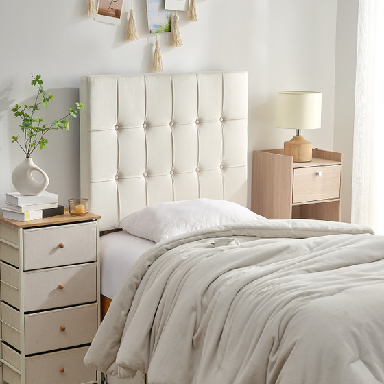 Tavira Allure® Outlet College Dorm Headboard - Ribbon Tufted Rectangle - Cream
