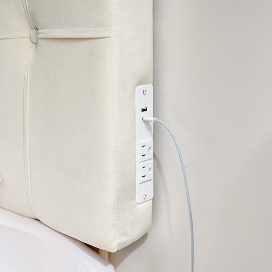 Tavira Allure® Outlet College Dorm Headboard - Ribbon Tufted Rectangle - Cream