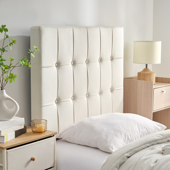 Tavira Allure® Outlet College Dorm Headboard - Ribbon Tufted Rectangle - Cream