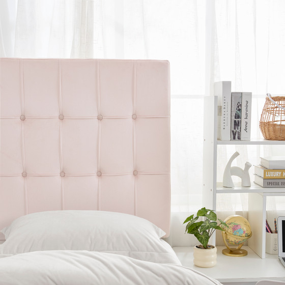 Tavira Allure® Outlet College Dorm Headboard - Ribbon Tufted Rectangle - Light Pink