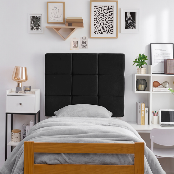 Tavira Allure® Outlet College Dorm Headboard - Cloud Plush - Black