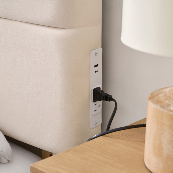 Extra Long and Extra Wide Twin Dorm Sized College Headboard True Twin XL Powered Headboard