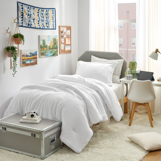 2 Piece Twin Extra Long Bedding Set Oversized College Bedspread with White Dorm Pillow Sham