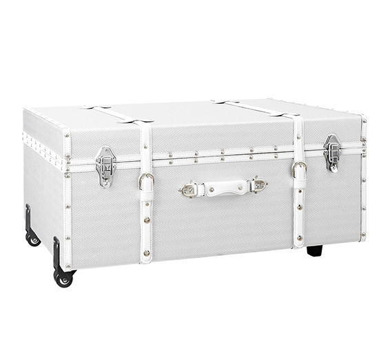 Space Saving College Organization White Silver Trunk Dorm Decor Ideas College Footlocker