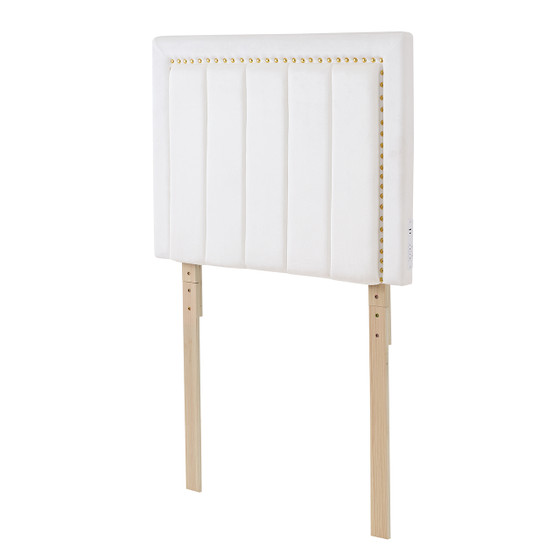 Tavira Allure® Outlet College Dorm Headboard - Rivet Panel - White with Gold