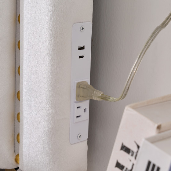 Tavira Allure® Outlet College Dorm Headboard - Rivet Panel - White with Gold