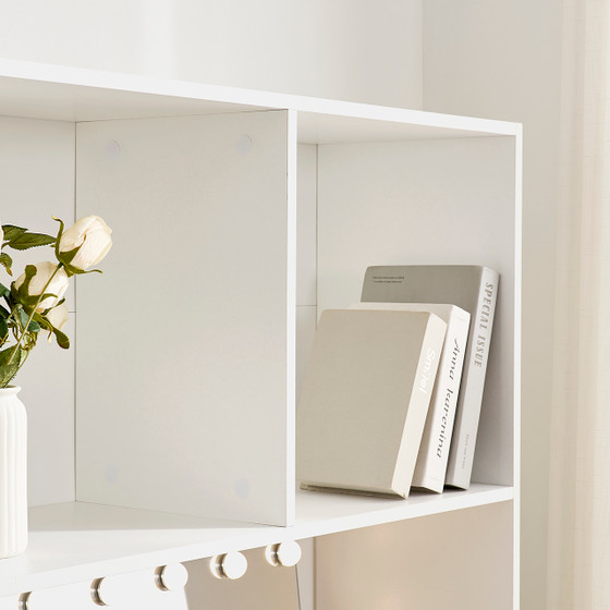 Yak About It® Double Cube - College Desk Bookshelf Dorm Hutch - White