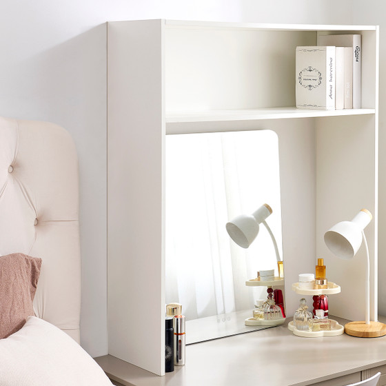 Yak About It® Classic Minimal - College Desk Bookshelf Dorm Hutch - White