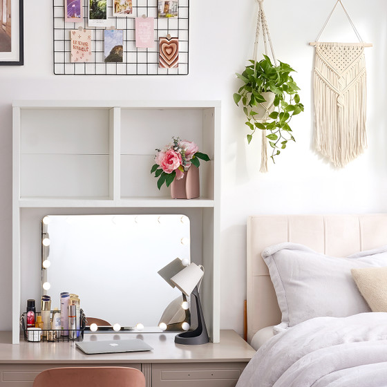 Yak About It® Double Cube Thick - College Desk Bookshelf Dorm Hutch - White