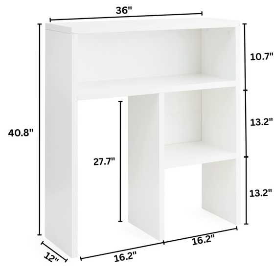 Yak About It® Honeycomb Thick - College Desk Bookshelf Dorm Hutch - White