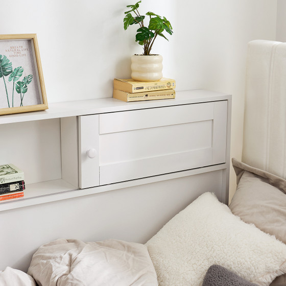 Yak About It® Sliding Door College Dorm Bedside Shelf - White