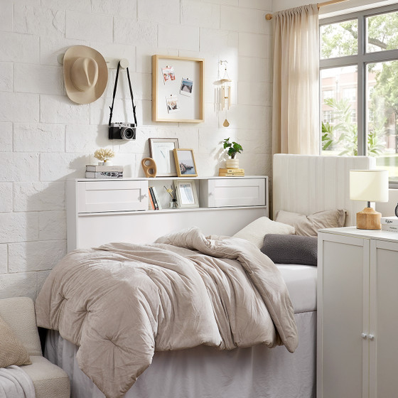 Yak About It® Sliding Door College Dorm Bedside Shelf - White