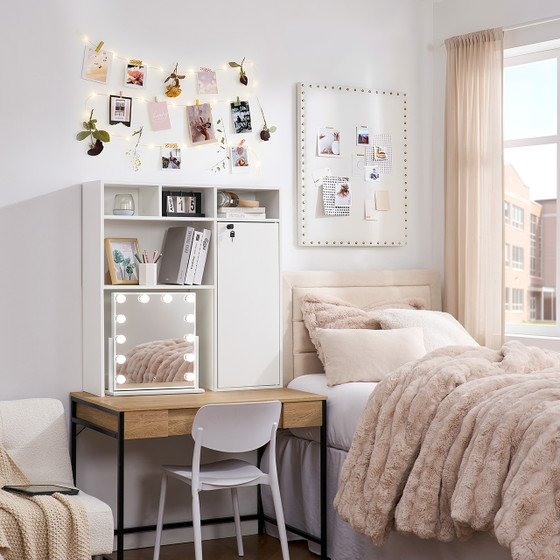 Yak About It® Locker Safe College Desk Bookshelf Dorm Hutch - White