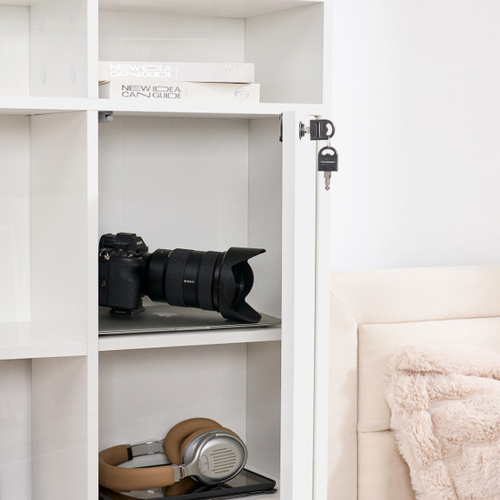 Yak About It® Locker Safe College Desk Bookshelf Dorm Hutch - White