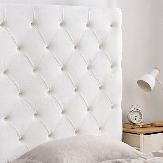 Extra Tall - Tufted Velvet Plush Outlet College Dorm Headboard - White