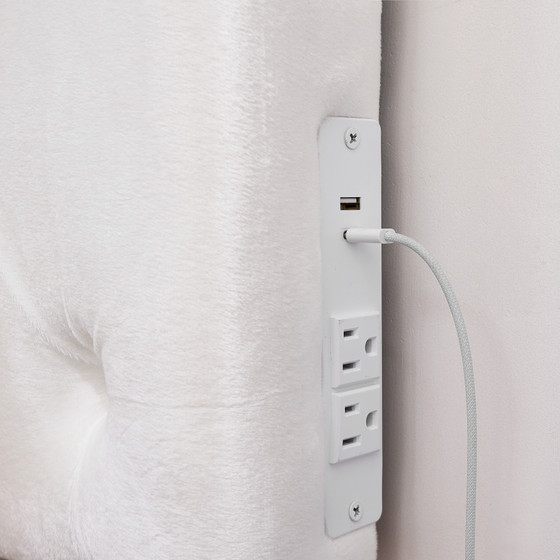Extra Tall - Tufted Velvet Plush Outlet College Dorm Headboard - White