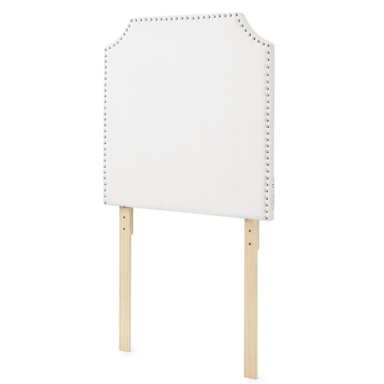 Extra Tall - Bevel Tacked Plush Outlet Headboard with Legs - White with Silver Rivets