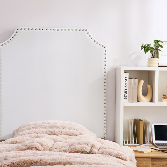 Extra Tall - Bevel Tacked Plush Headboard with Legs - White