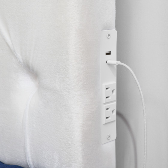 Full/Full XL - Tufted Velvet Plush Outlet College Dorm Headboard - White