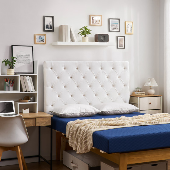 Full/Full XL - Tufted Velvet Plush Outlet College Dorm Headboard - White