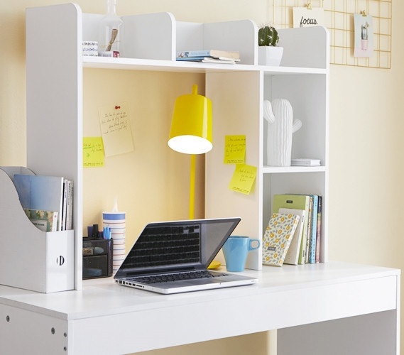 REFURB Classic Dorm Desk Bookshelf - White