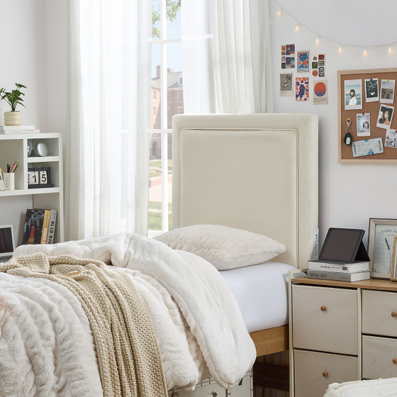 Tavira Allure® College Dorm Outlet Headboard with Legs - Corded - Cream