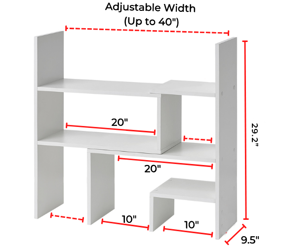 REFURB Yak About It® Compact Adjustable Dorm Desk Bookshelf - White