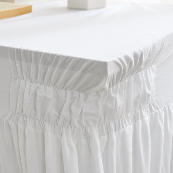 Cotton Dorm Desk Skirt - Farmhouse White