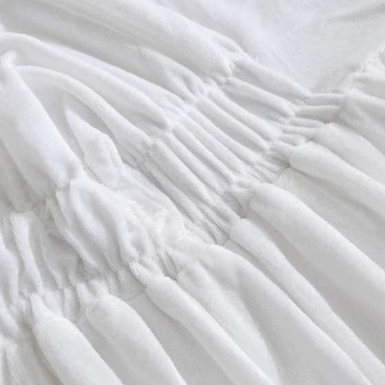 Luxury Plush Dorm Desk Skirt - White