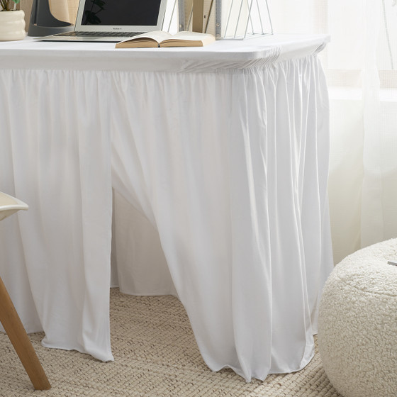 Luxury Plush Dorm Desk Skirt - White