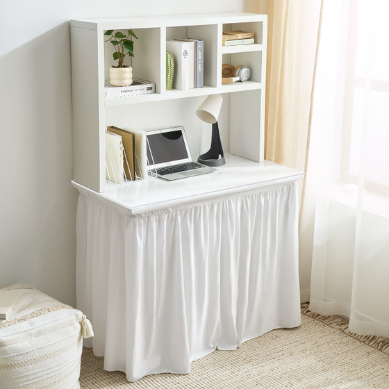 Luxury Plush Dorm Desk Skirt - White
