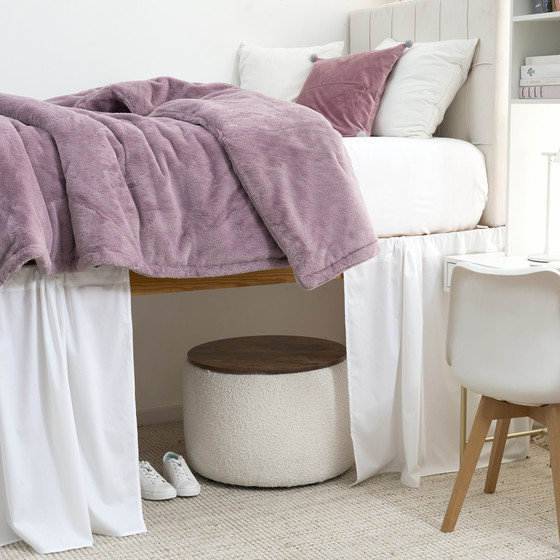 Cotton Dorm Bungee Bed Skirt 3 Panel Set - Farmhouse White