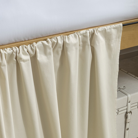 Cotton Dorm Bungee Bed Skirt 3 Panel Set - Sepia Beige