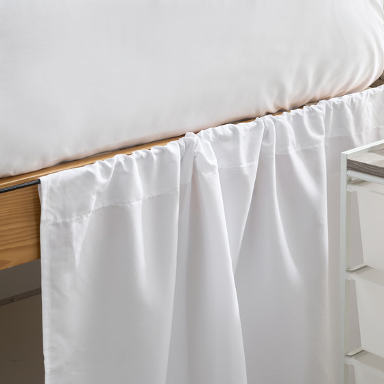 Cotton Dorm Bungee Bed Skirt 3 Panel Set - White