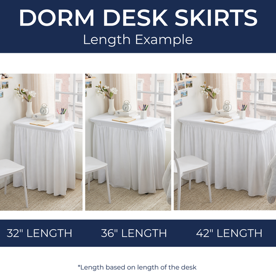 Microfiber Dorm Desk Skirt - White