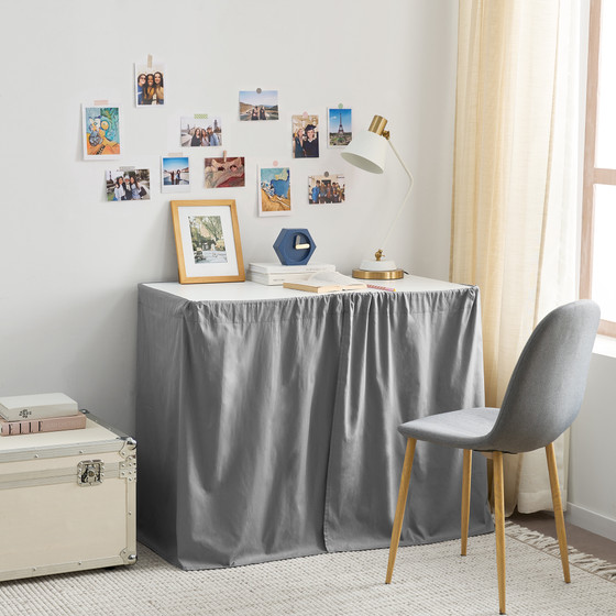 Cotton Dorm Bungee Desk Skirt - Slate Gray